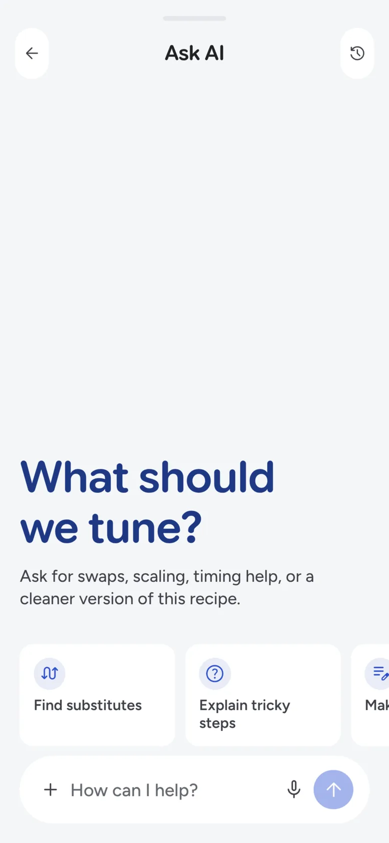 Recipe Scout Ask AI screen