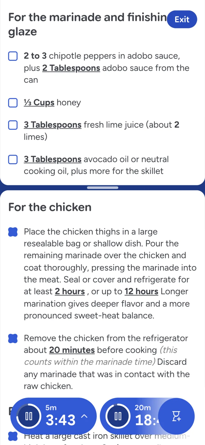 Recipe Scout cooking timers