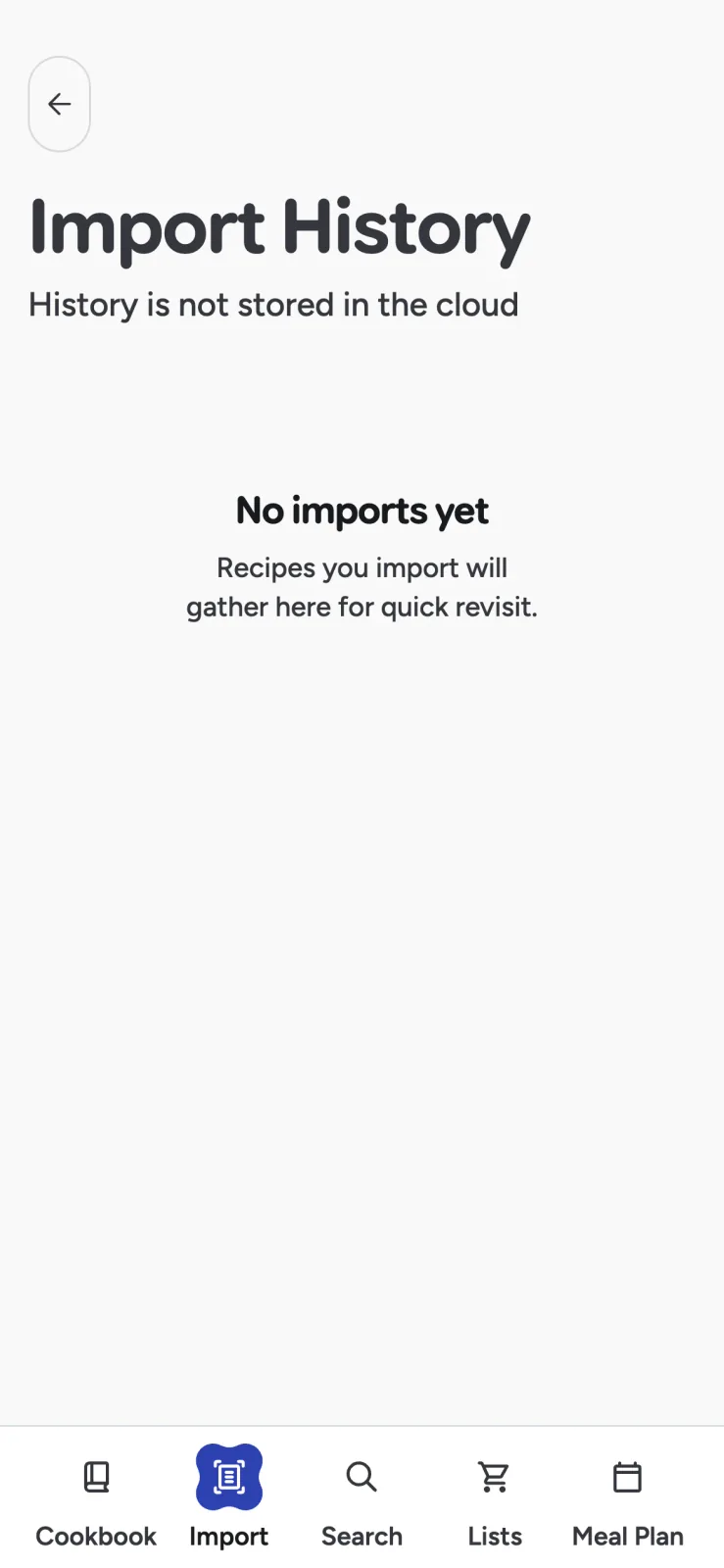 Recipe Scout import history for reviewing recent recipe imports